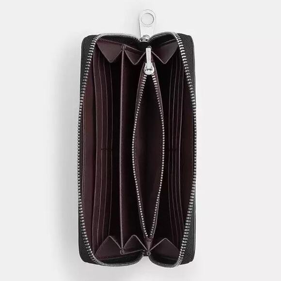 NWT Coach Long Zip Around Wallet With Floral Print CCL36 Black/Purple - Picture 8 of 10